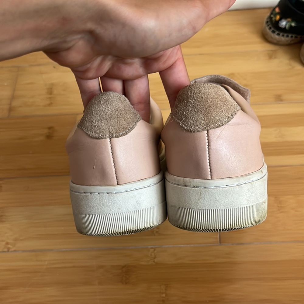 Sandro Paris Velcro Low Top Platform Sneakers In Light Pink Leather View 6